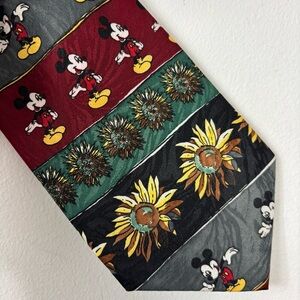 Vintage Disney Mickey Unlimited Necktie Mickey Mouse Sunflower Print 90s Disney